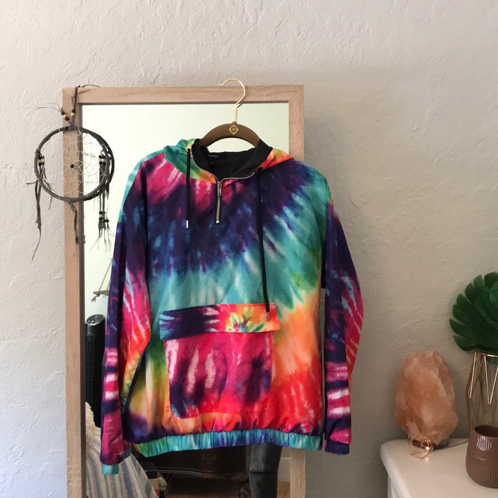 Tie dye hooded windbreaker